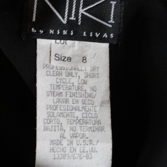 Vintage Y2K Niki Livas Black Lattice Back With Rhinestones Midi Slip Dress ~8~ - Picture 7 of 7